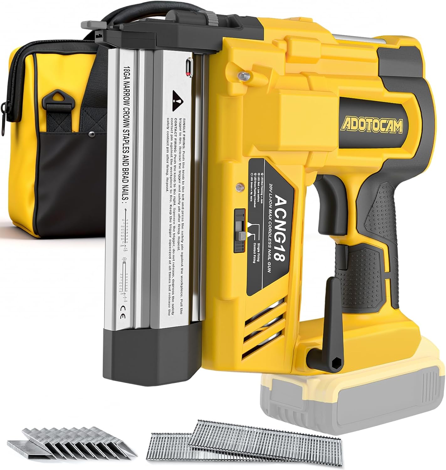 Cordless 2" Brad Nailer Compatible with DeWalt 20V Battery(No Battery), 2 in 1 Electric Nail...