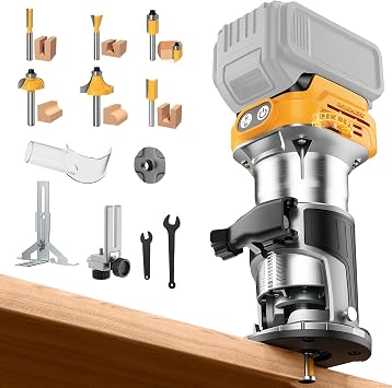 Cordless Router Tool Compatible with Dewalt 20 Battery(Tool Only), 800W 28000 RPM Brushless... image