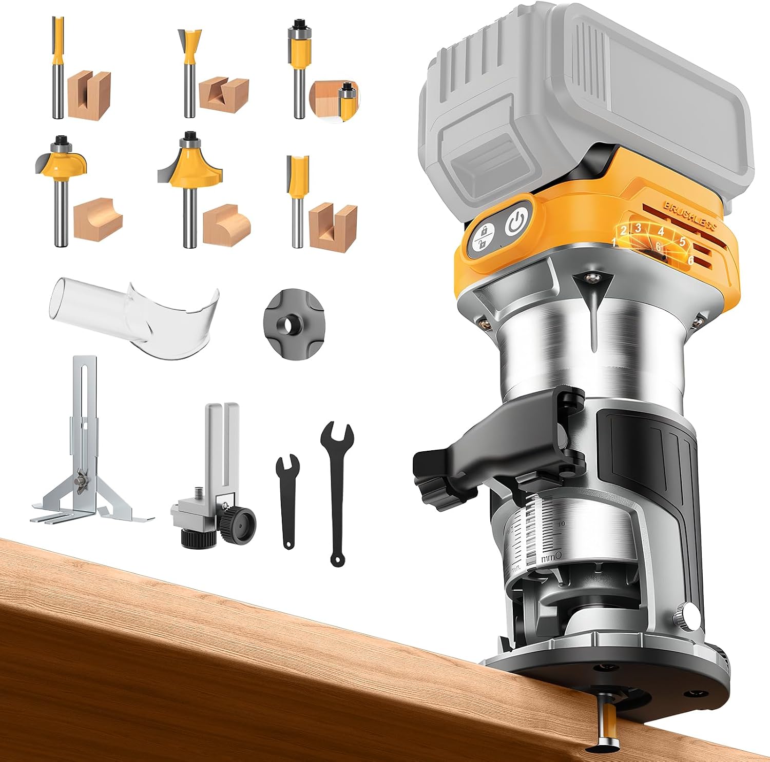 Cordless Router Tool Compatible with Dewalt 20 Battery(Tool Only), 800W 28000 RPM Brushless...