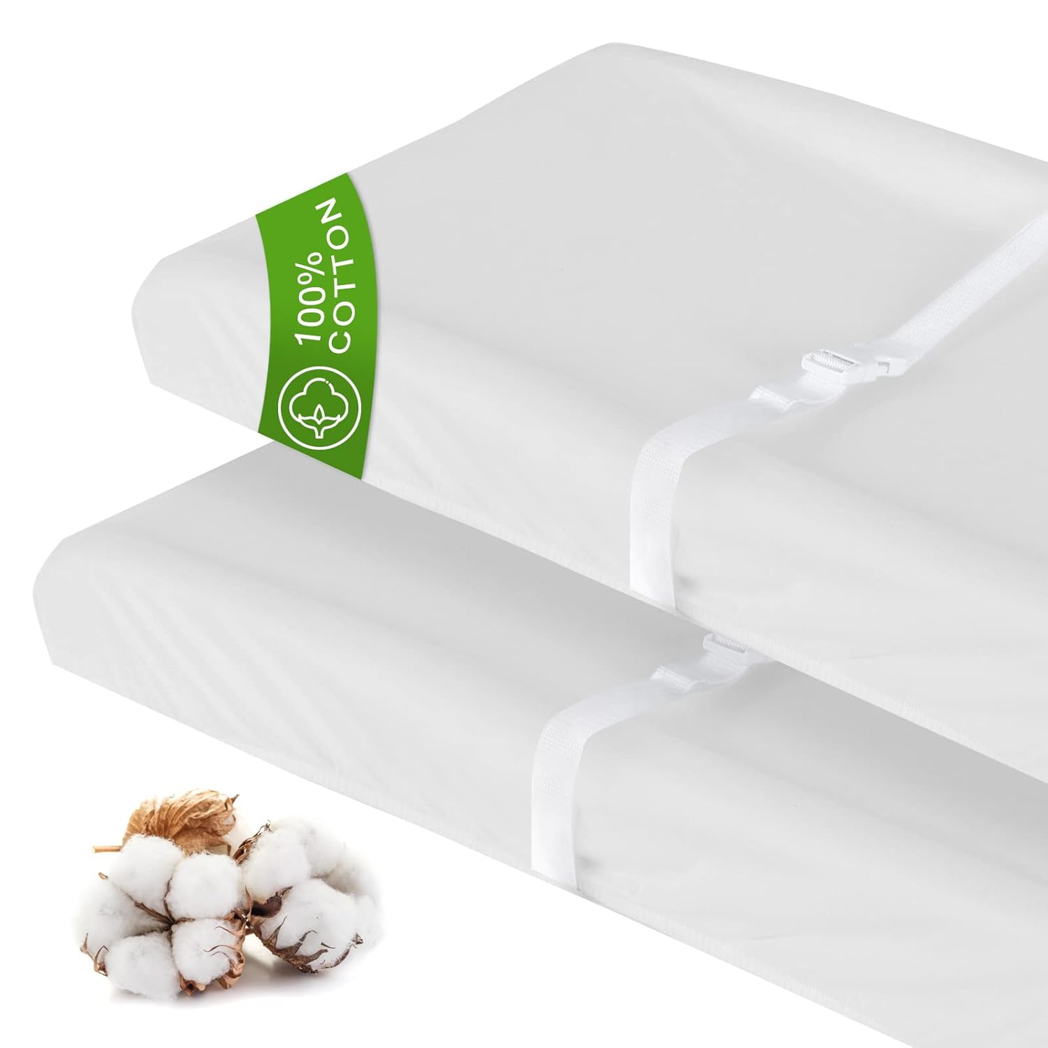 Cotton Changing Pad Cover White 2 Pack for Boys Girls, Changing Table Pad Cover Unisex...