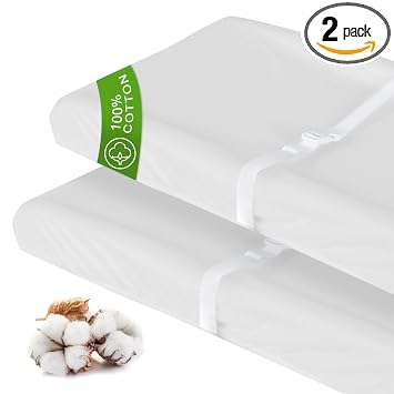 Cotton Changing Pad Cover White 2 Pack for Boys Girls, Changing Table Pad Cover Unisex... image