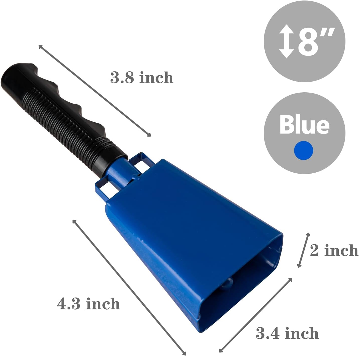 Cowbells 2pcs,Steel Cow Bell 8 inch with Handle,Cheering Hand Bell for Sports... image
