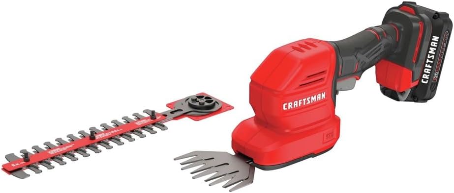 CRAFTSMAN CMCSS800C1R V20 2-in-1 Lithium-Ion Cordless 8 in. Hedge Trimmer and 4 in. Grass...