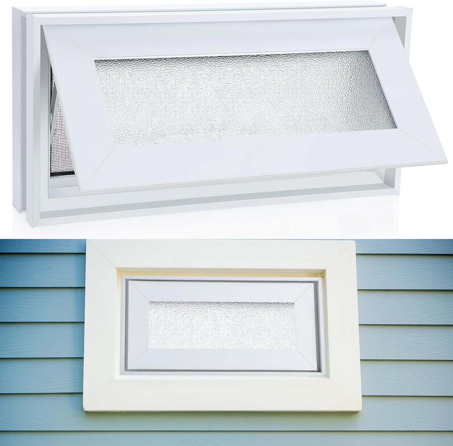 CroBlissful 1 Pcs 16'' x 8'' Small Basement Windows Sliding White Vinyl Bathroom Window...