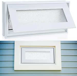CroBlissful 1 Pcs 16'' x 8'' Small Basement Windows Sliding White Vinyl Bathroom Window... image