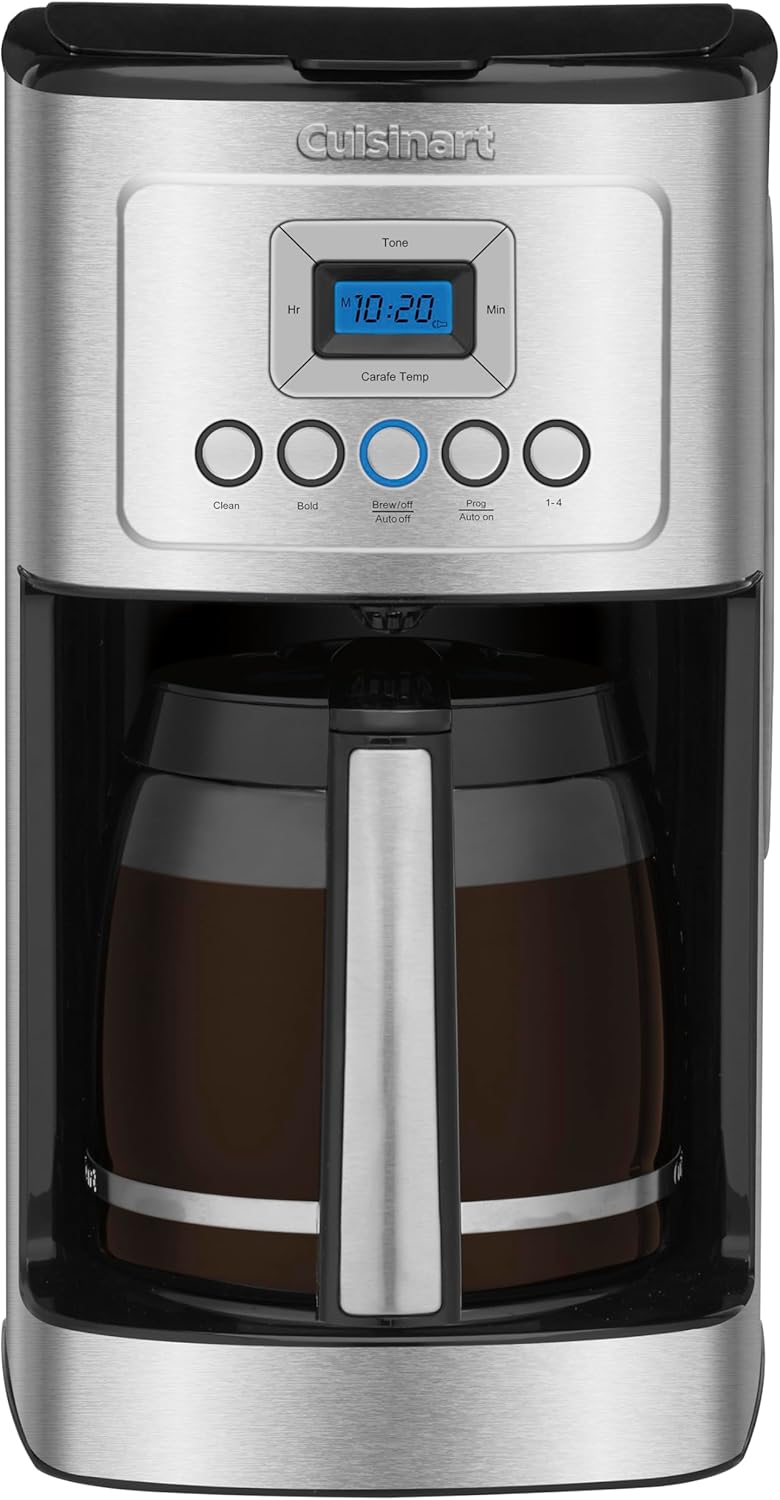 Cuisinart 14-Cup Coffee Maker, Programmable PerfecTemp Glass Carafe Coffee Machine with 1-4...