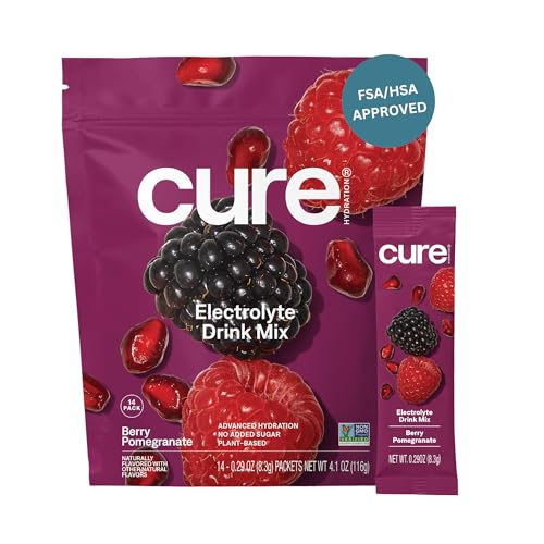 Cure Hydration | Plant-Based Electrolyte Drink Mix | No Added Sugar | FSA-HSA | Dehydration... image