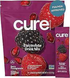 Cure Hydration | Plant-Based Electrolyte Drink Mix | No Added Sugar | FSA-HSA | Dehydration...