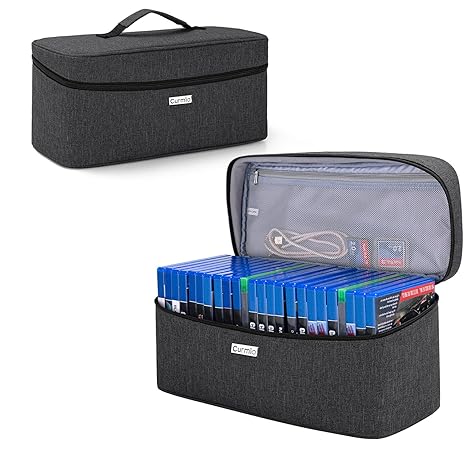 CURMIO Game Disc Storage Bag for up to 24 Discs, Universal Portable Gaming Disk Carrying...