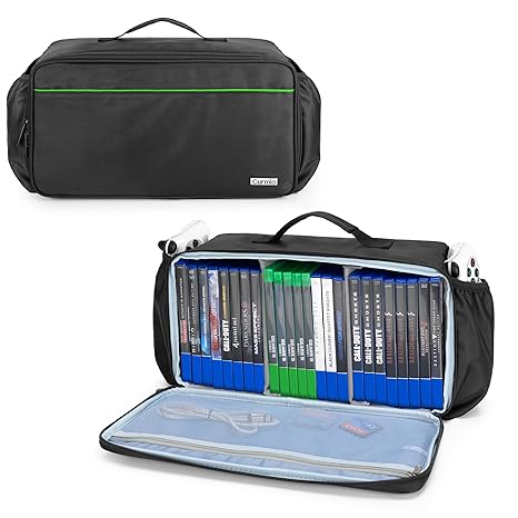 CURMIO Game Disc Storage Bag Holds Up to 24 Discs, Game Disk Travel Case Compatible for...