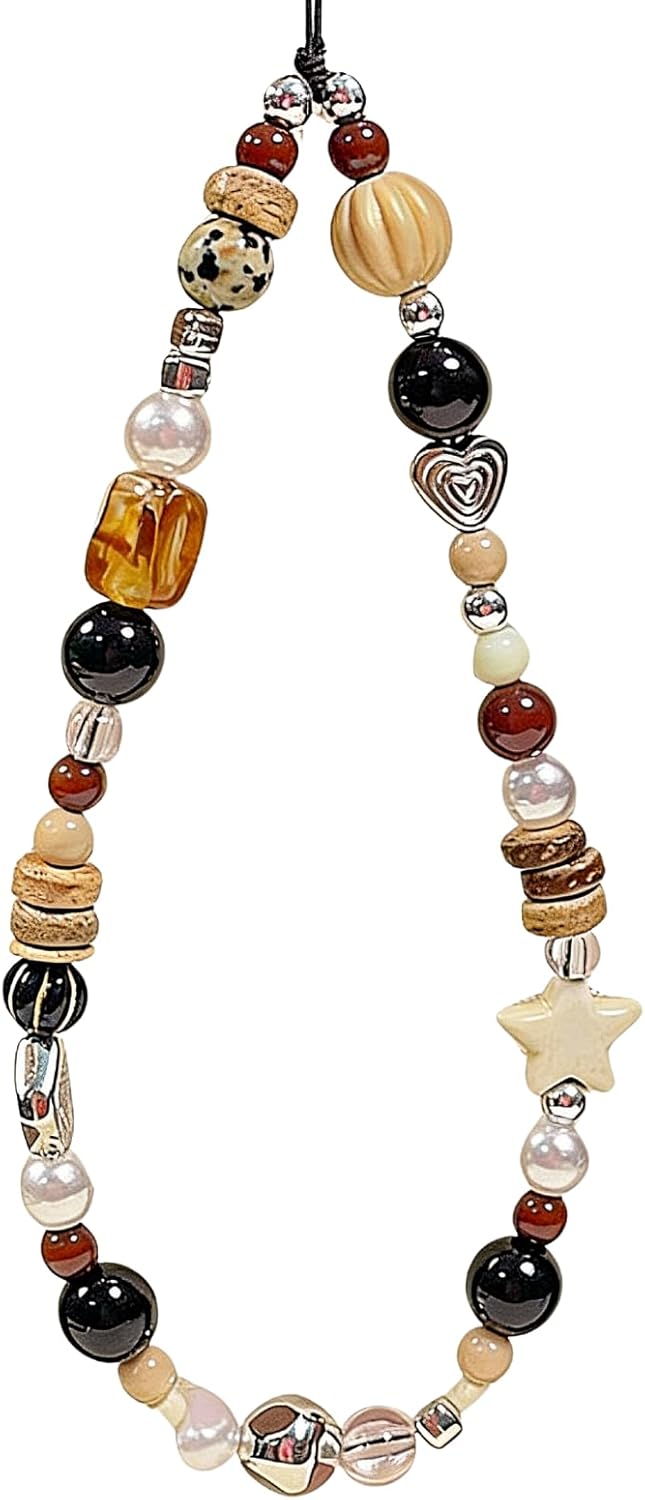Cute Beaded Camera Wrist Strap for Phone, Digital Camera Charm Lanyard, Pearl Beaded Chain...