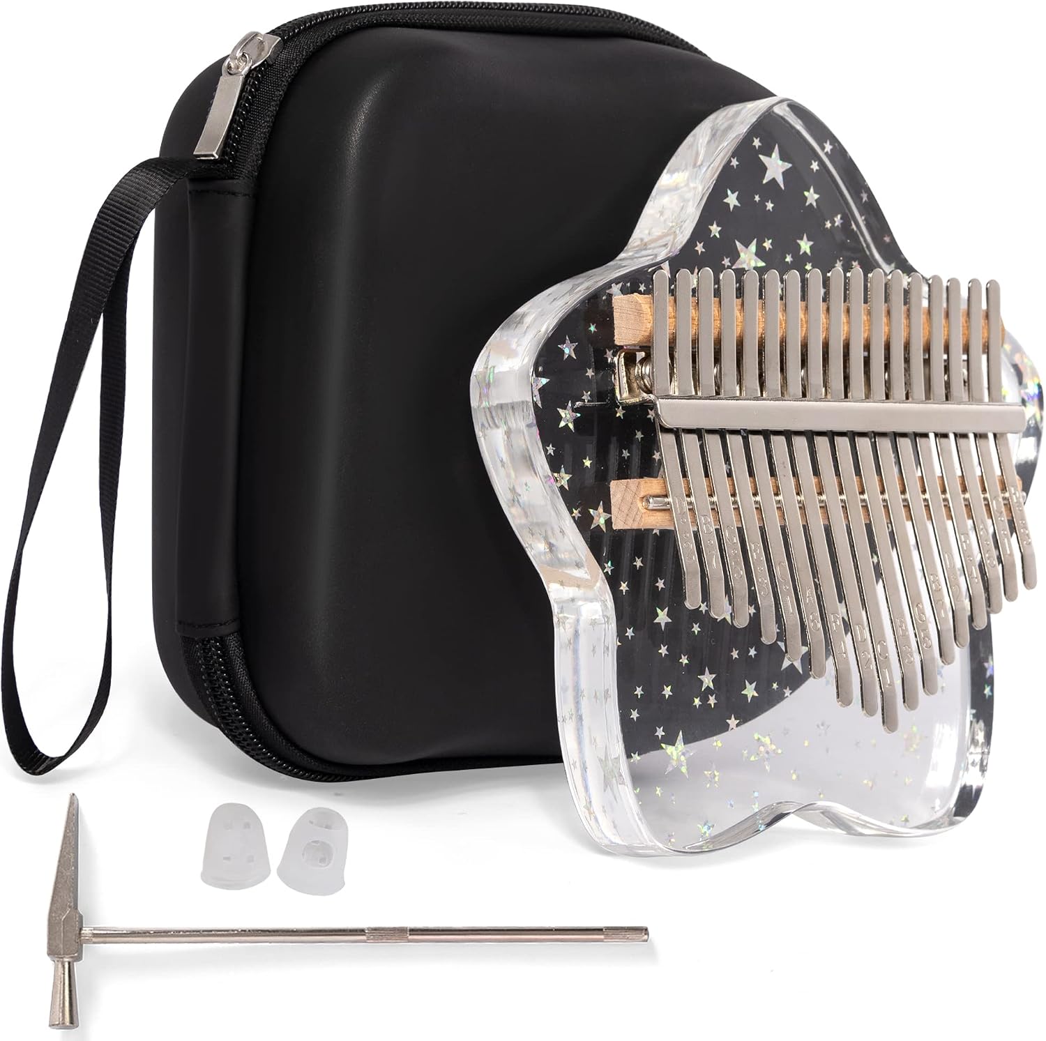 Cute Kalimba Thumb Piano 17 Keys-Star Crystal Acrylic Finger Piano-Portable Mbira Musical...