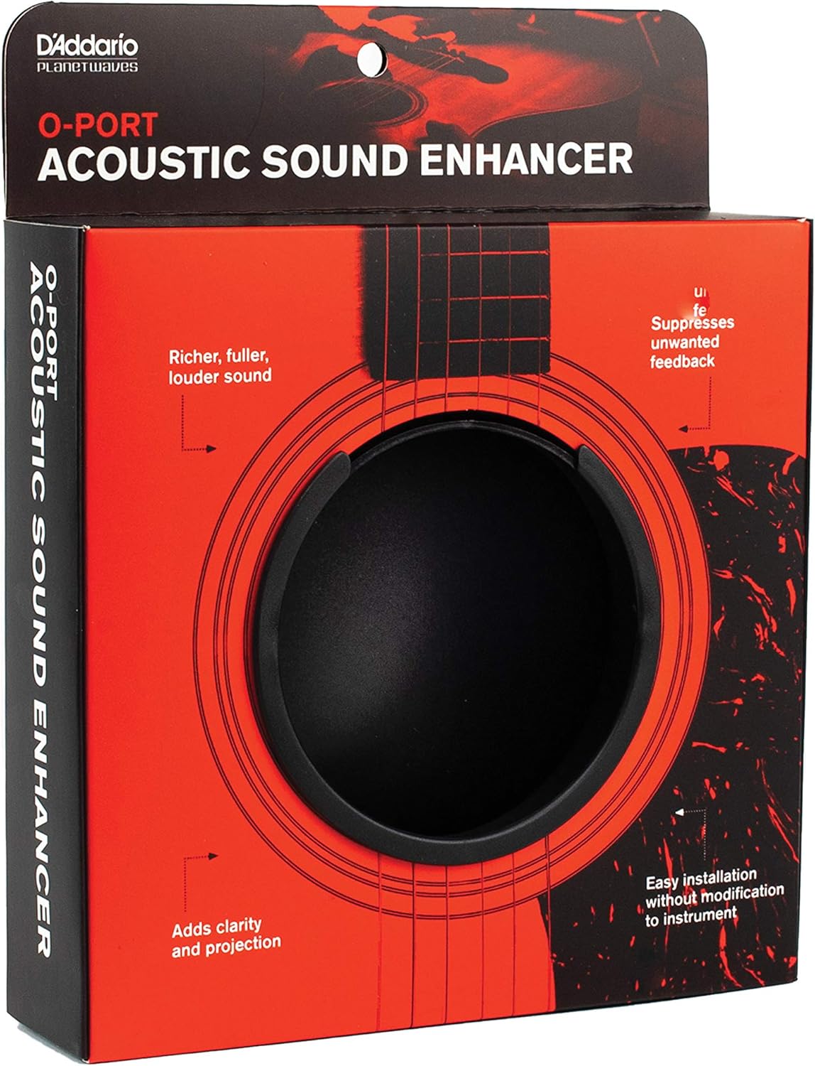 D'Addario Accessories O-Port Sound Enhancement for Acoustic Guitar, Large, Black image