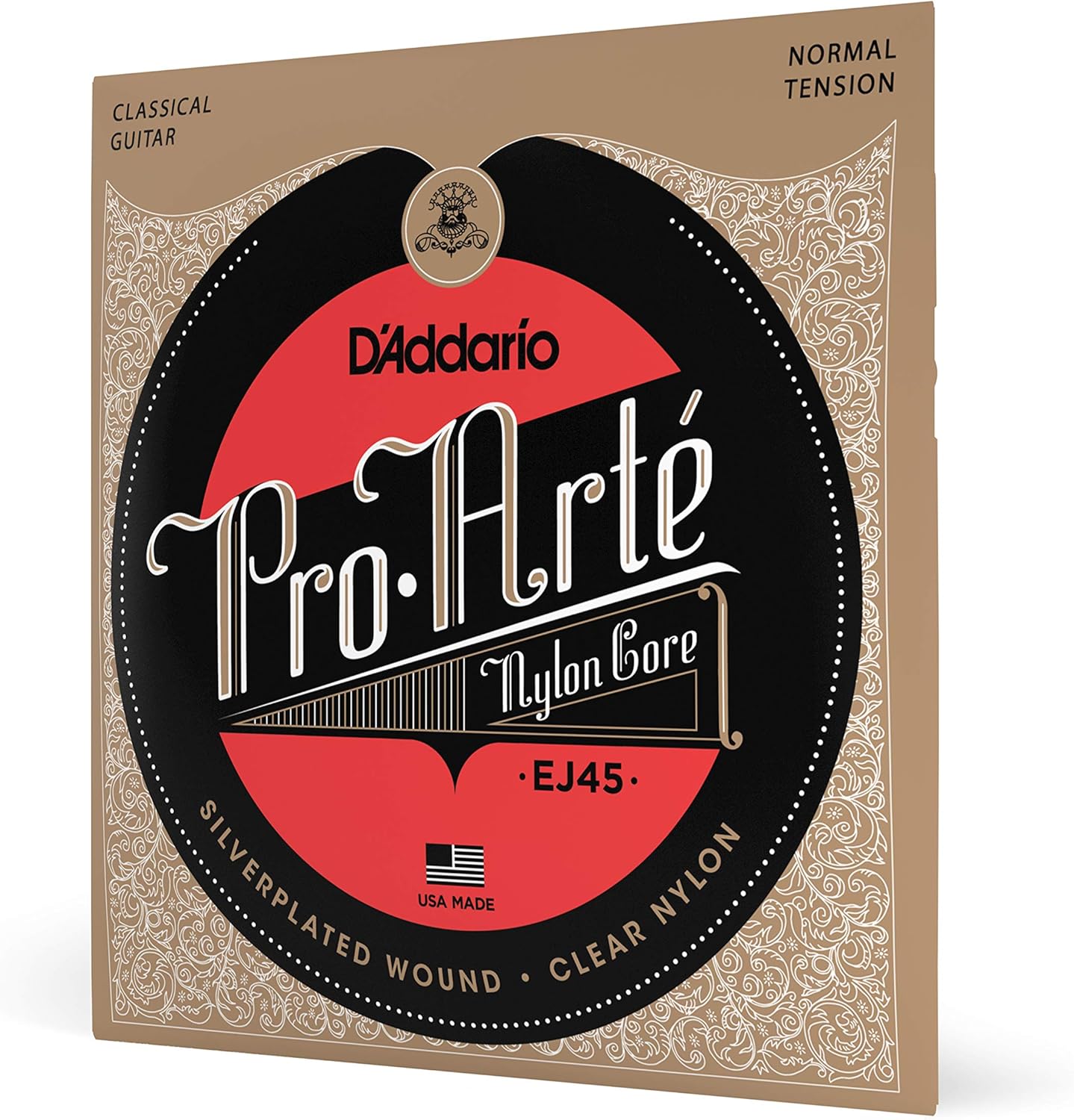 D'Addario Pro Arté Nylon Classical Guitar Strings, EJ45, Normal Tension, 6-String Set, Pack...