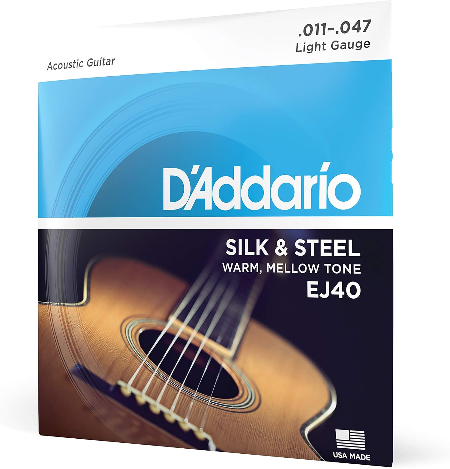D'Addario Silk & Steel Acoustic Guitar Strings - EJ40-6 String - Warm, Mellow Tone - Light...