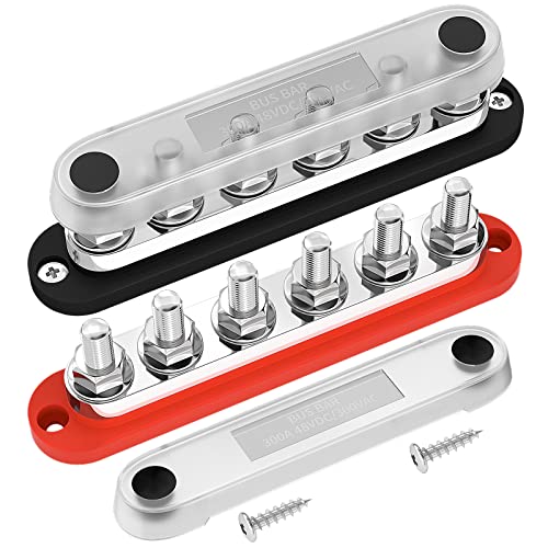 DaierTek 300A Bus Bar 12V Marine 12V Power Distribution Block with Cover 6 x 3/8" (M10)...