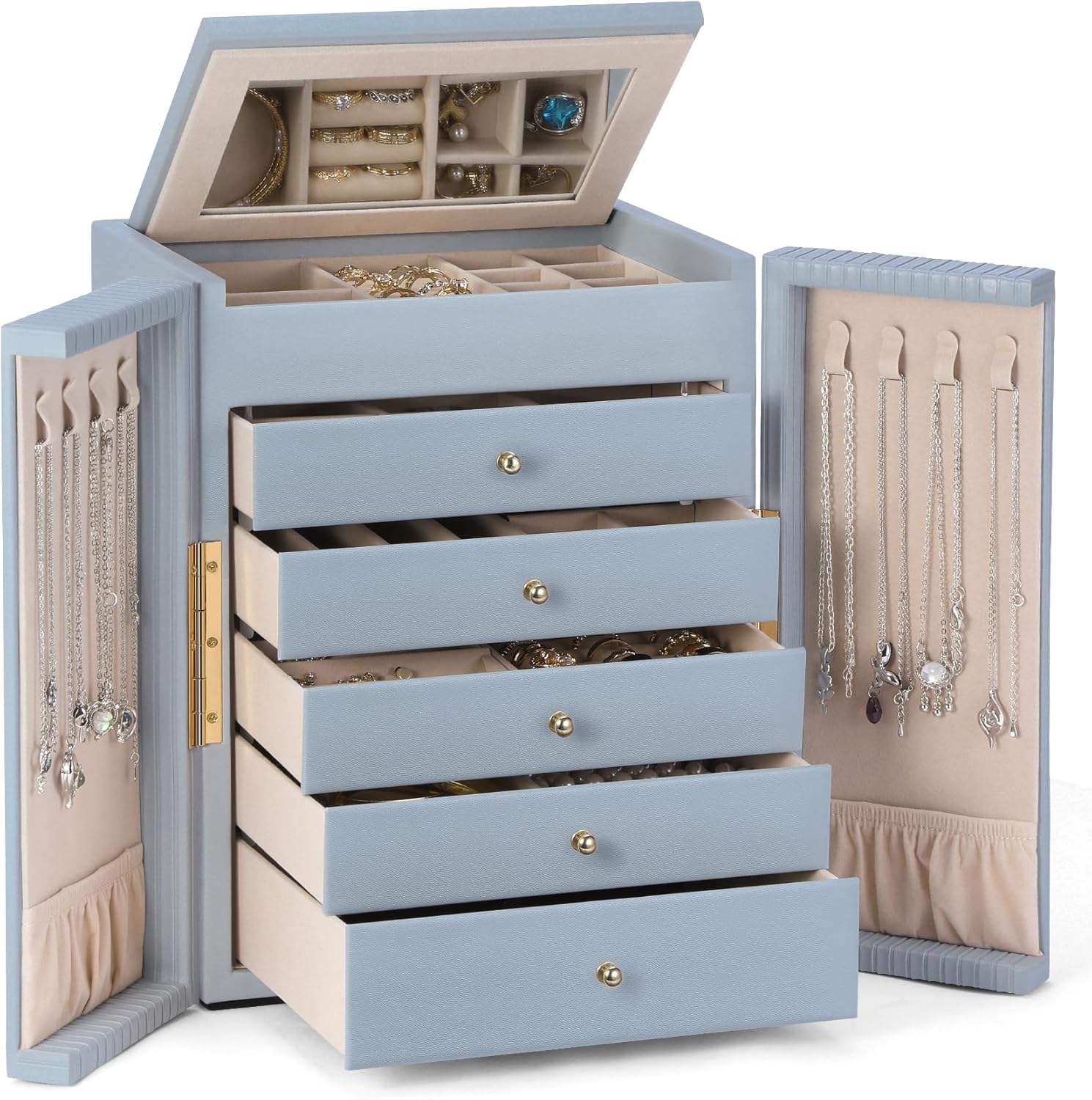 Dajasan Large Jewelry Organizer Box, 6-Tier Jewelry Storage Case with 5 Drawers, Jewelry...
