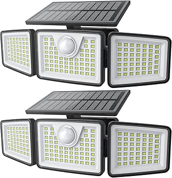 daphino 2500LM Solar Lights Outdoor with Motion Sensor,3 Head 270° Wide Angle Street Area...