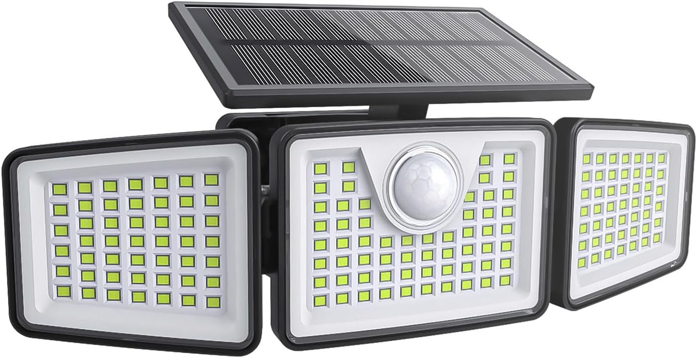 daphino 2500LM Solar Lights Outdoor with Motion Sensor,3 Head 270° Wide Angle Street Area...
