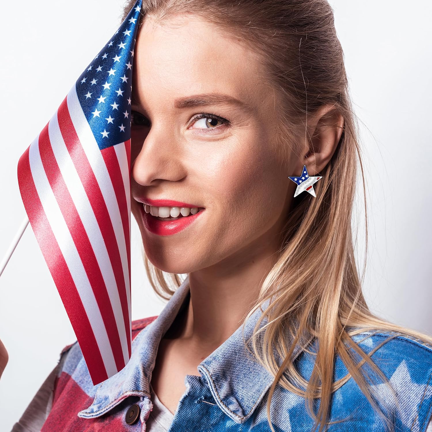 DAYANEY 4th of July Earrings 250 Anniversary USA Merchandise Patriotic Earrings, Red White... image