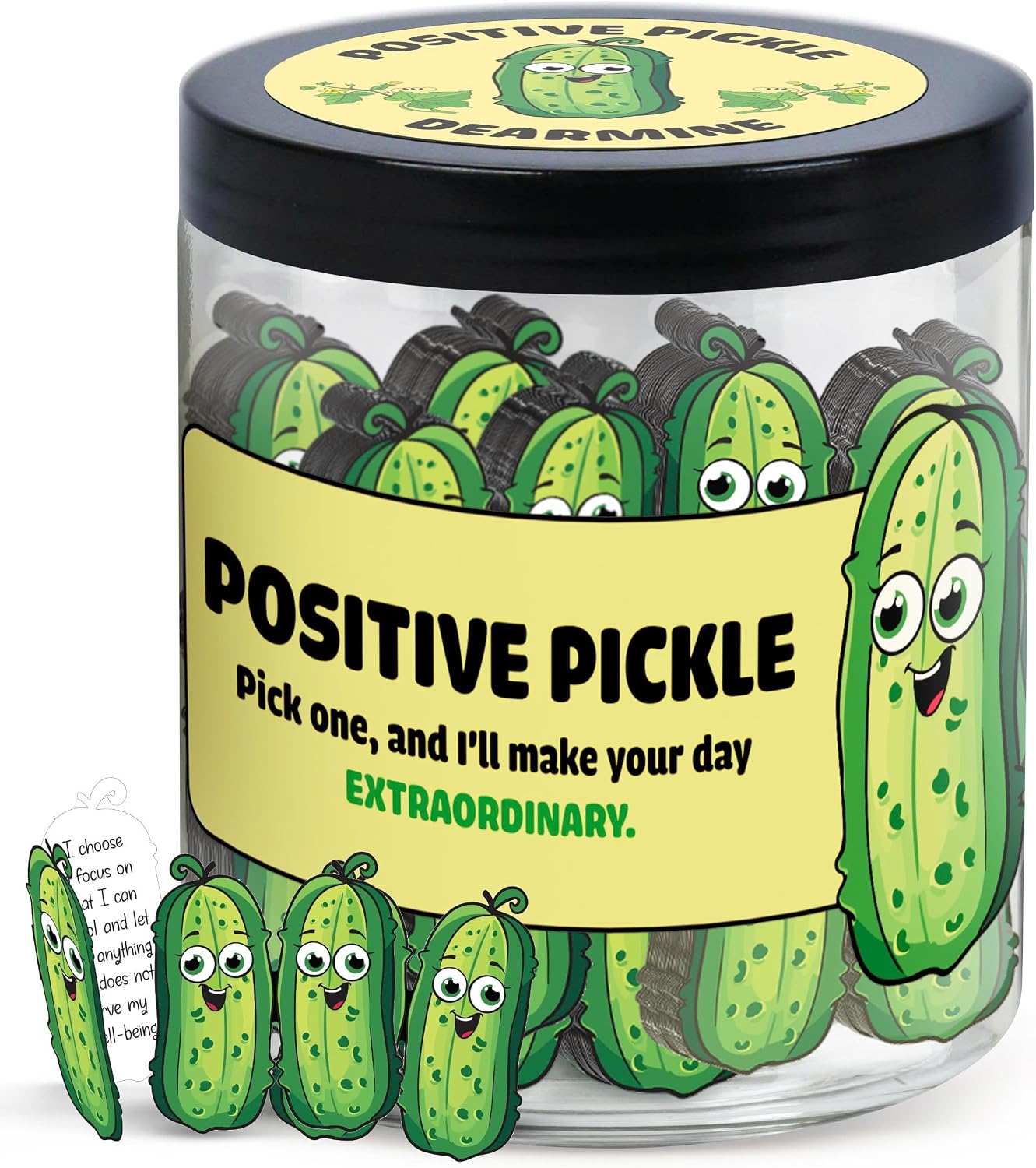 DEARMINE 60 Positive Pickle Cards Jar, Birthday Gifts for Women, Teens, Adults, Back to...