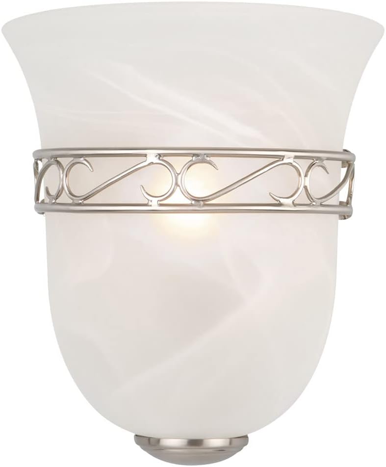 Design House 514588 Marlowe Traditional 1-Light Indoor Wall Light Dimmable Alabaster Glass...