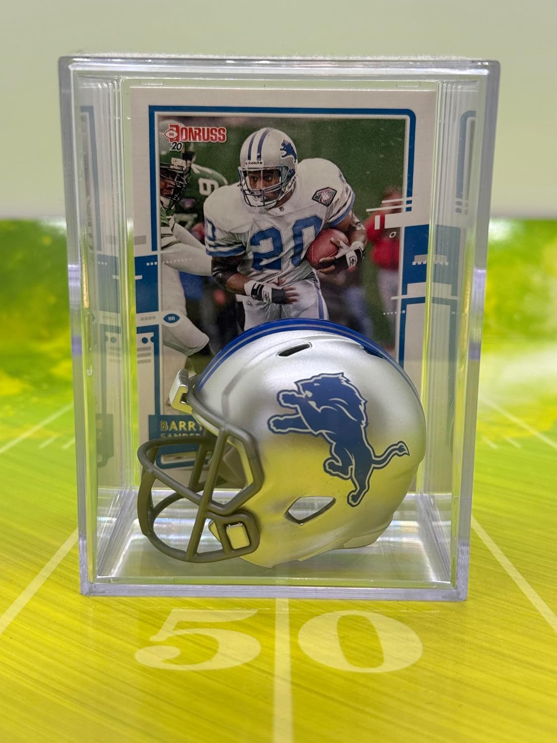 Detroit Lions Helmet Shadowbox w/Barry Sanders card