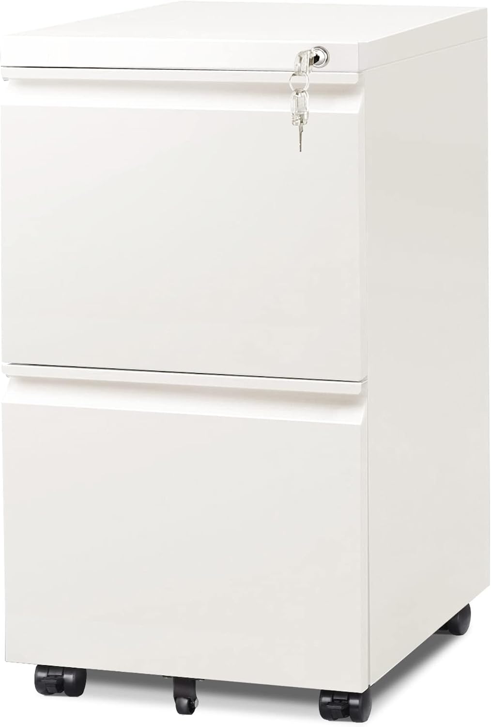DEVAISE 2 Drawer Mobile File Cabinet with Lock, Commercial Vertical Metal Filing Cabinet for...