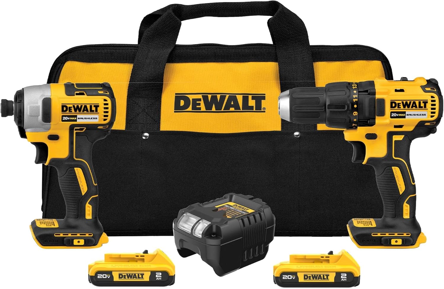 DEWALT 20V MAX Cordless Drill and Impact Driver, Power Drill Brushless 2-Tool Power Tool...