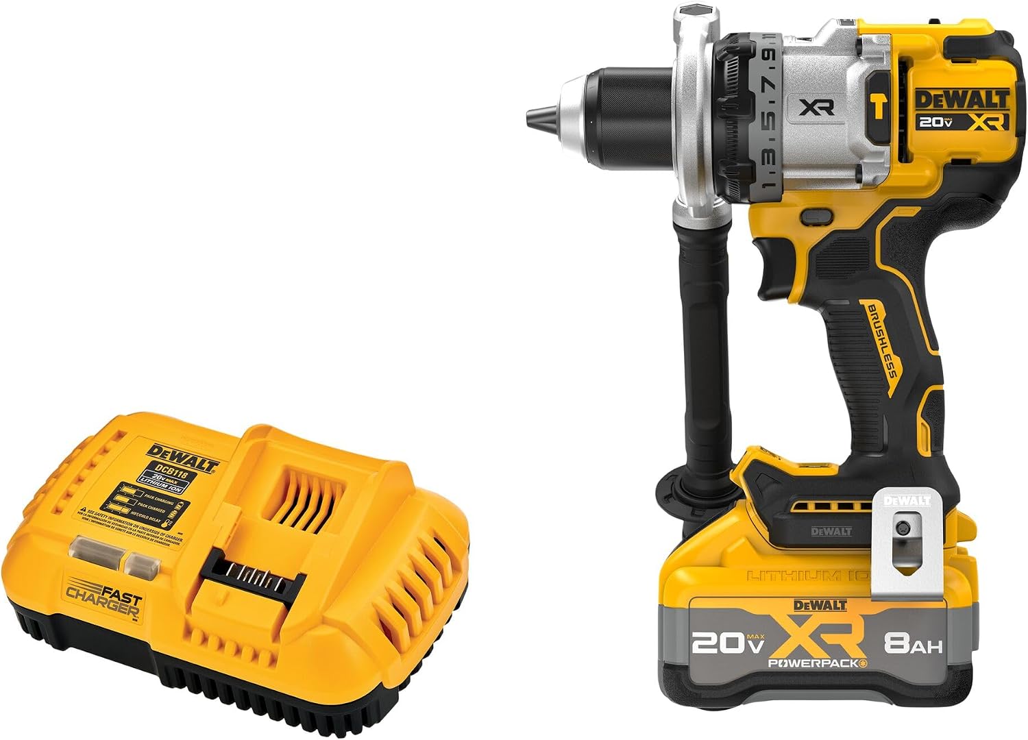 DEWALT 20V MAX XR 1/2 Inch Brushless Cordless Hammer Drill Kit with 8AH Battery and Charger...