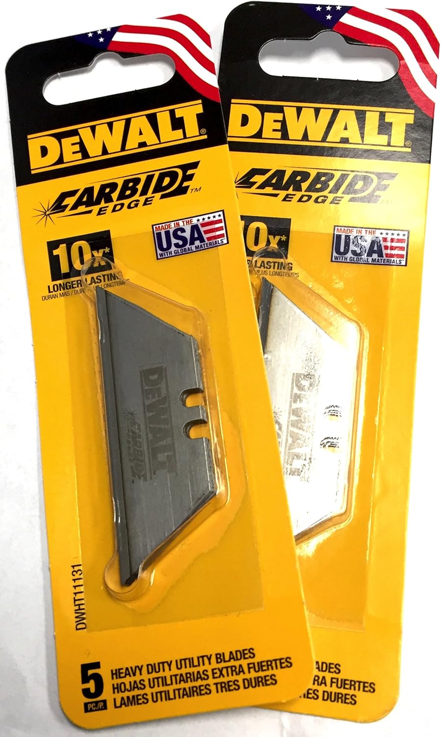 DeWalt Carbide Edge Utility Knife Blade - Last 10x Longer (10-Pack)