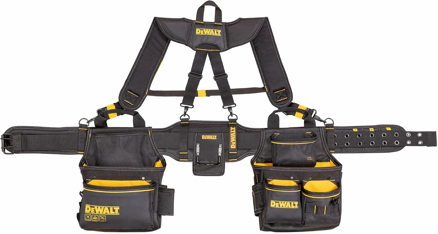 DEWALT Professional Tool Belt Organizer With Suspenders and 25 Pockets, Heavy Duty...