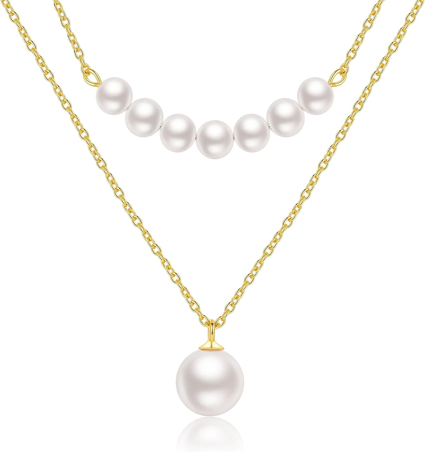 Dexiriu Pearl Necklace for Women with 14K Gold Plated S925 Silver & Butterfly Pendant...