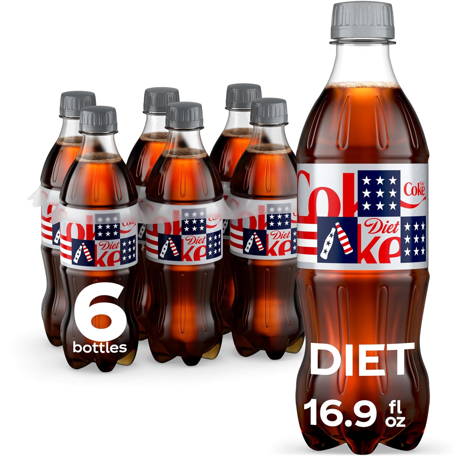 Diet Coke Soda Soft Drink Bottles, 16.9 fl oz, 6 Pack | No sugar, no calories, 64 mg...