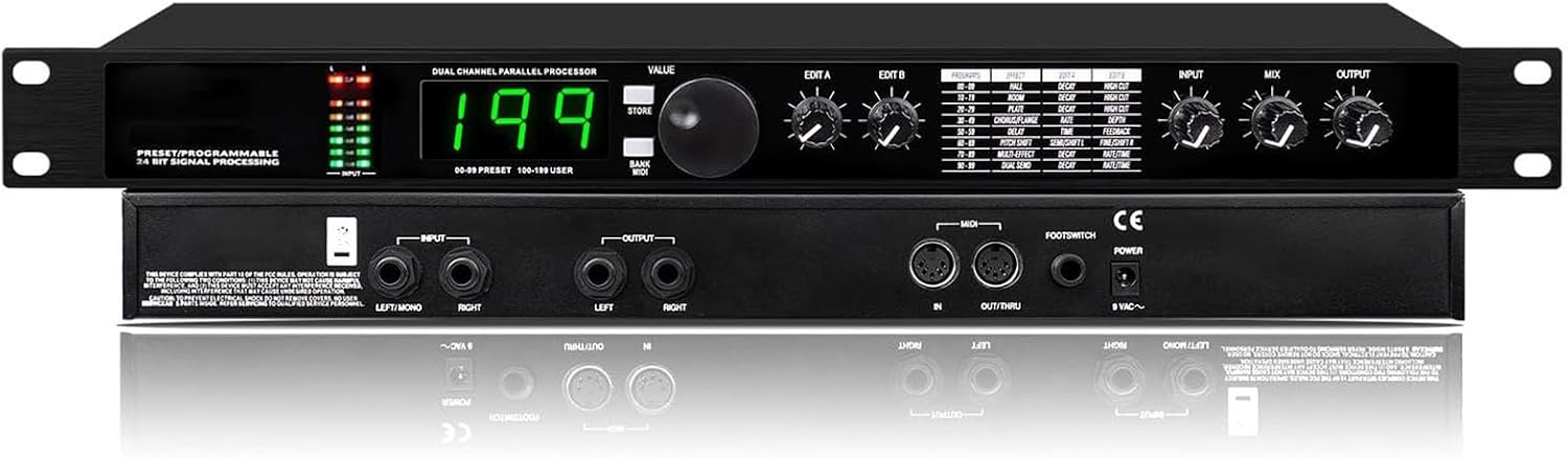 Digital Reverb Multi Effect DSP Processor, Audio Processor Equalizer, 99 Preset Programs...