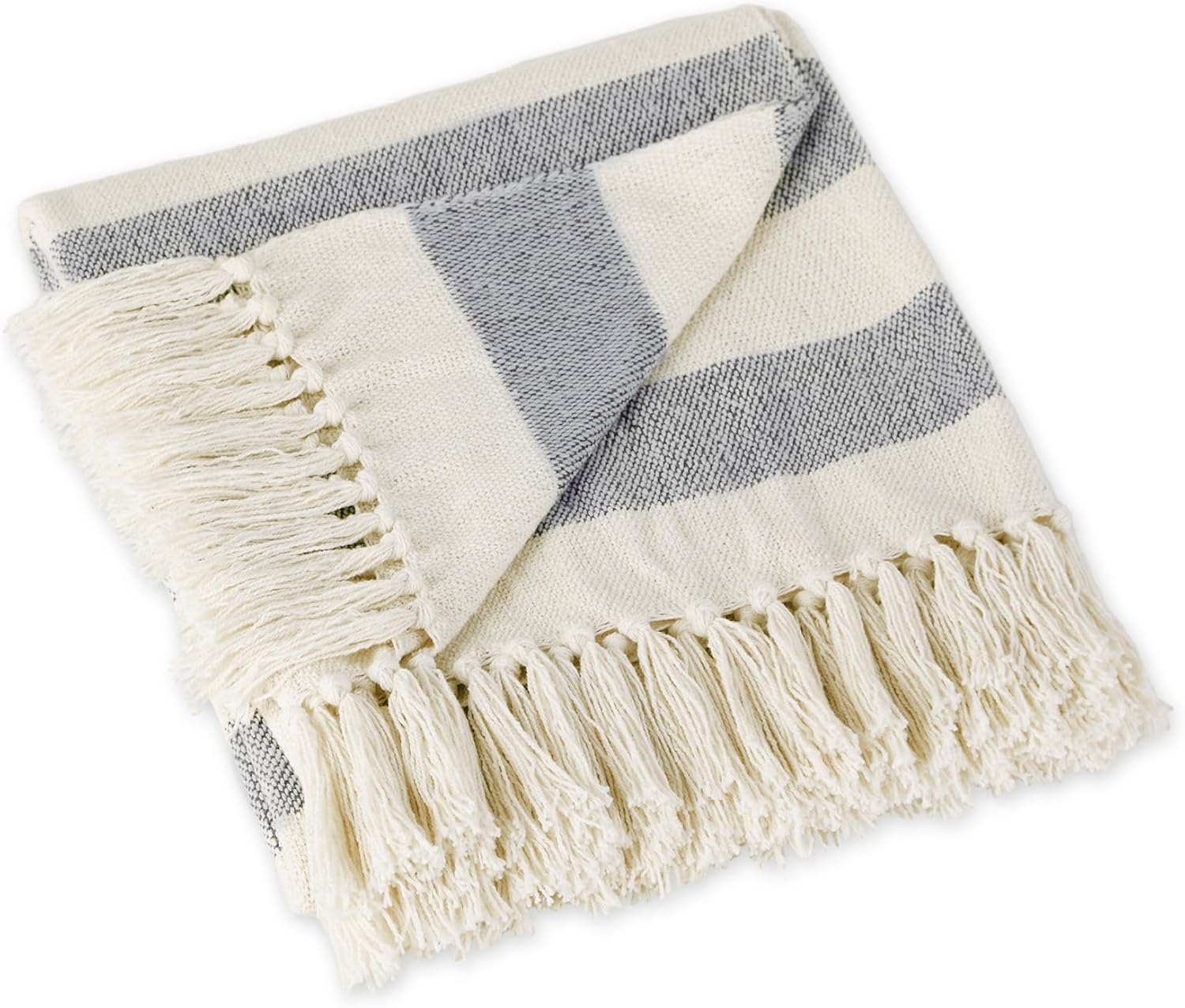 DII Rustic Farmhouse Cotton Cabana Striped Blanket Throw with Fringe, 50 x 60 - Cabana...