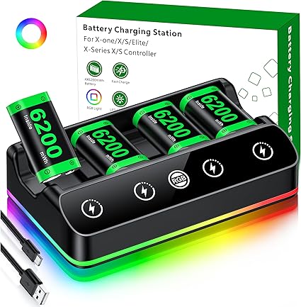 DINOSTRIKE 4X 6200mWh Battery Pack Compatible with Xbox One/Series S/X Controller Charging...