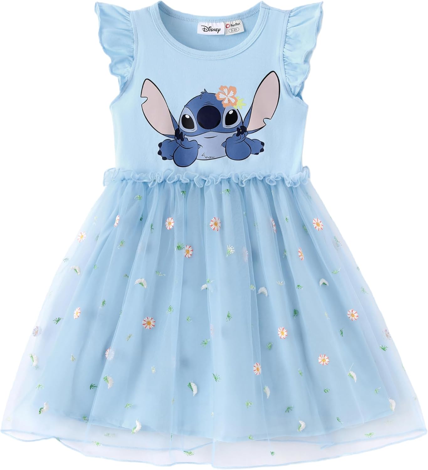 Disney Princess Frozen Elsa Minnie Stitch Toddler Girl Tulle Tutu Dress Ruffle Sleeve Mesh...