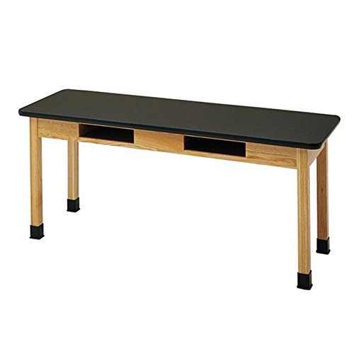 DIVERSIFIED WOODCRAFTS C7141K30N Oak Table with Book Compartments, Plastic Laminate Top, 60"...