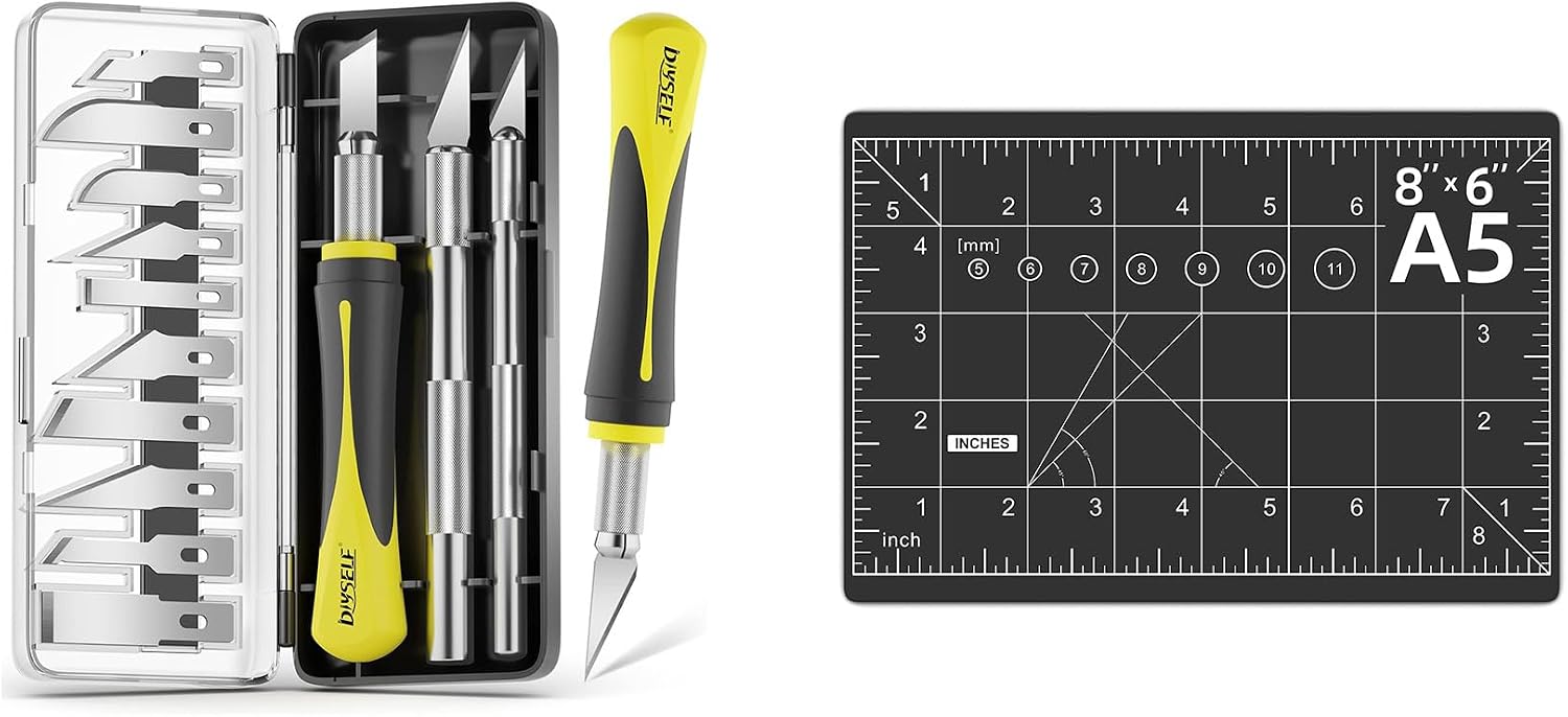 DIYSELF 16-Piece Craft Knife Set, 3-Piece Hobby Knife with 10-Piece Exacto Knife Blades and...
