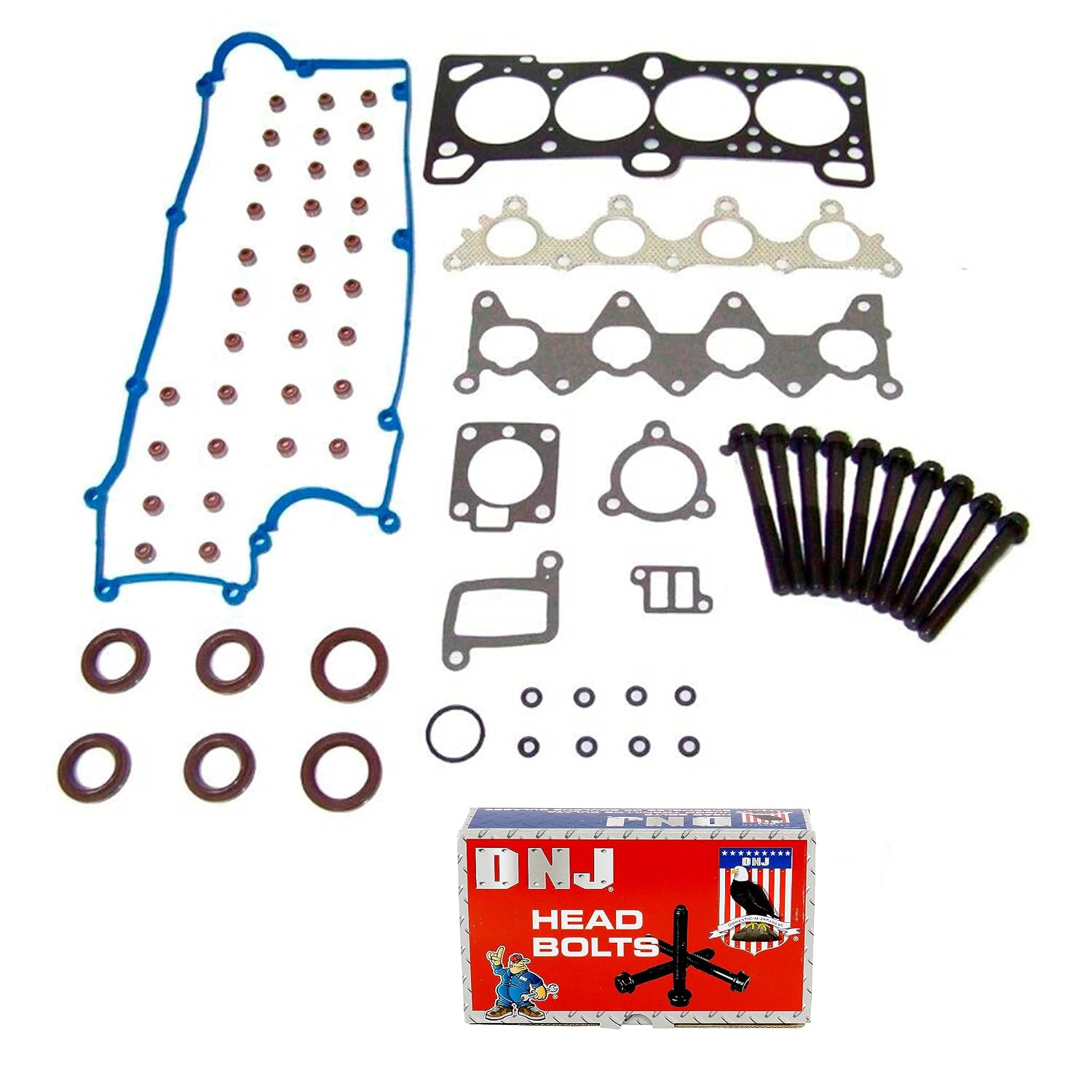 DNJ HGB172 Engine Cylinder Head Gasket Set with Head Bolt Kit, Complete Repair Set for...