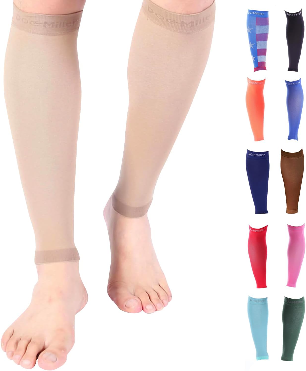 Doc Miller Compression Calf Sleeve for Men & Women – 20-30mmHg Graduated Support for...