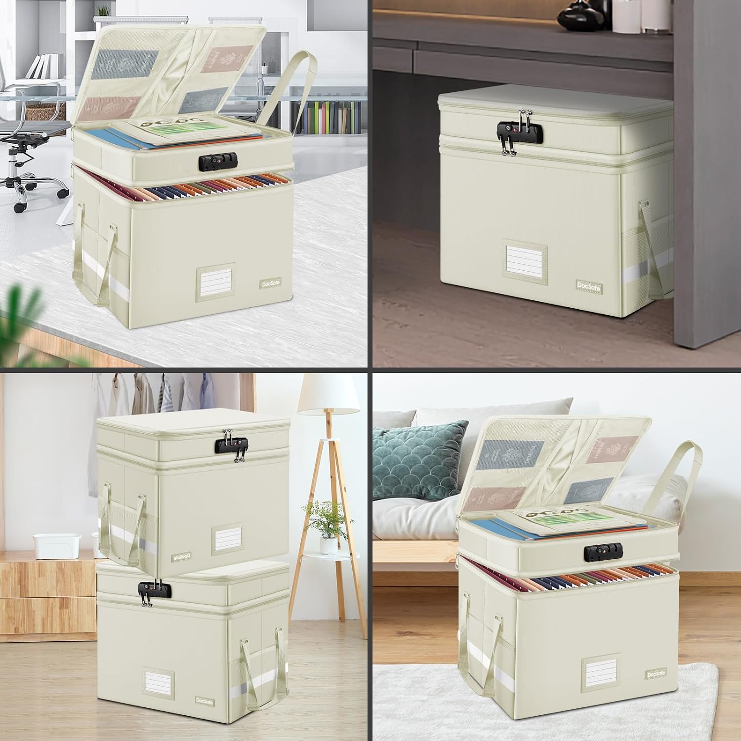 DocSafe File Box with Lock,Multi-Layer Fireproof Document Box Collapsible File Storage... image