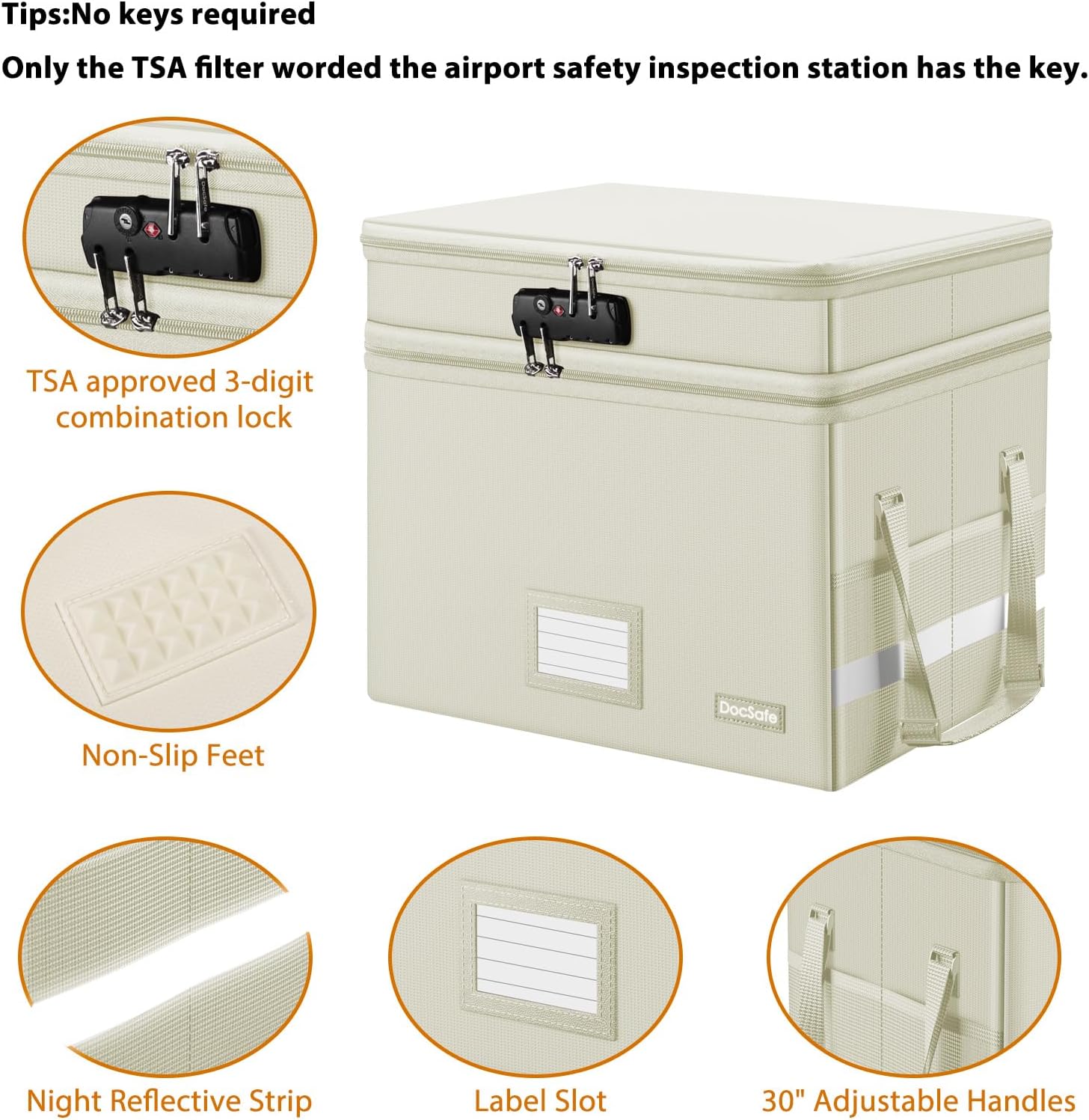 DocSafe File Box with Lock,Multi-Layer Fireproof Document Box Collapsible File Storage... image