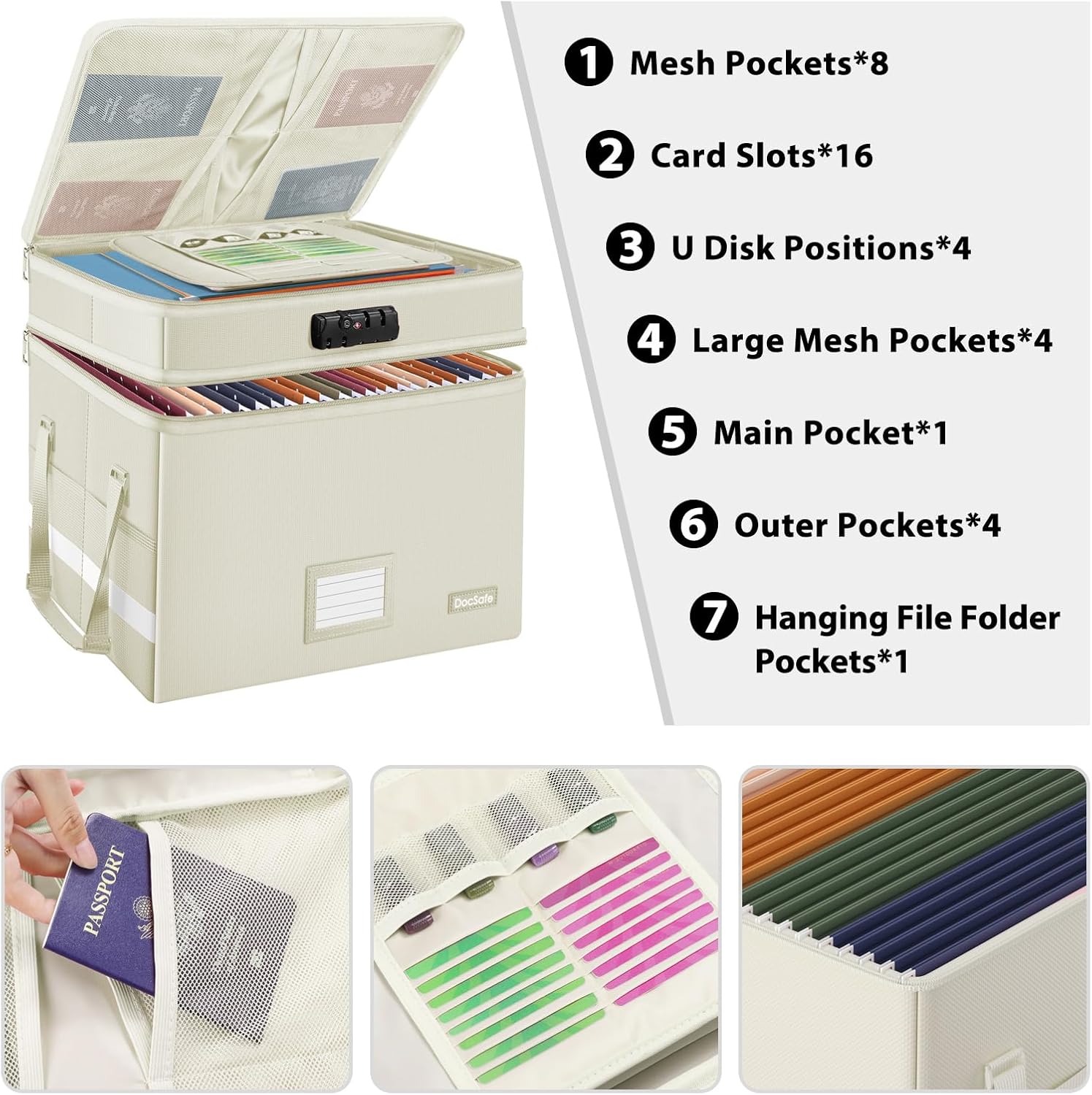 DocSafe File Box with Lock,Multi-Layer Fireproof Document Box Collapsible File Storage... image
