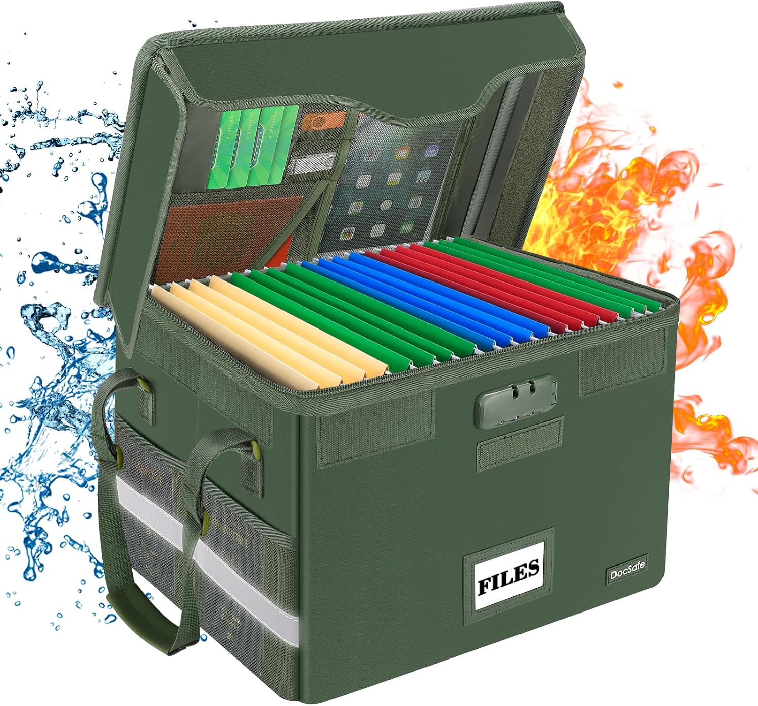 DocSafe Fireproof Document Box with Lock,File Storage Organizer with Mesh...