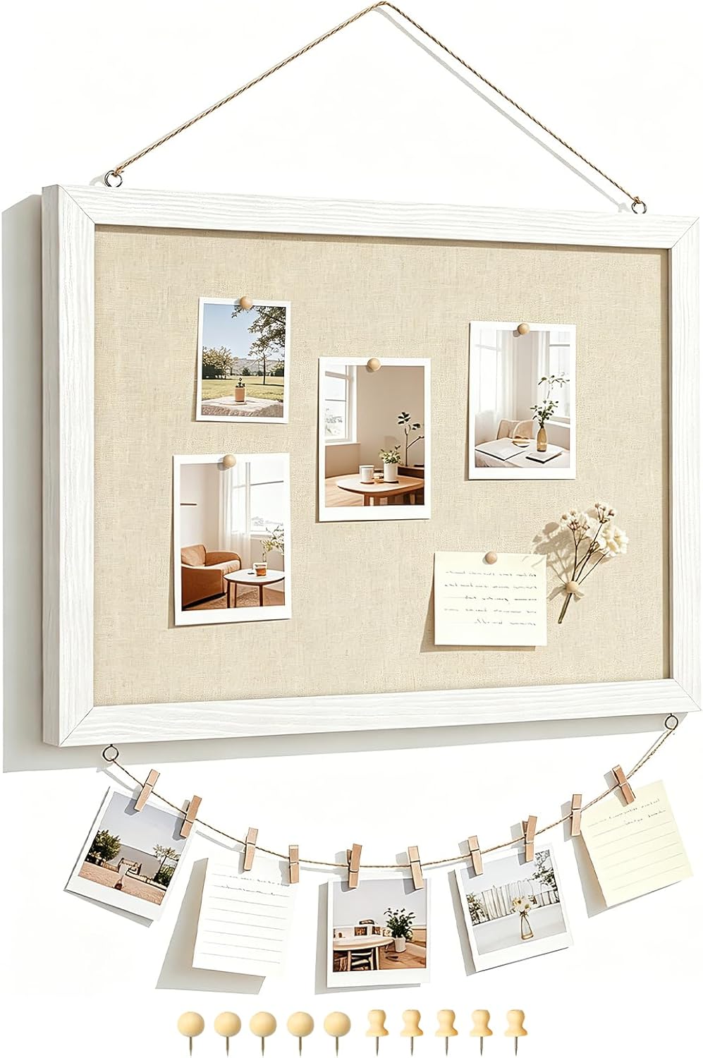 DOLLAR BOSS Bulletin Boards with Linen 1-Pack 16''X 12'' Double-Sided Cork Board for Walls...