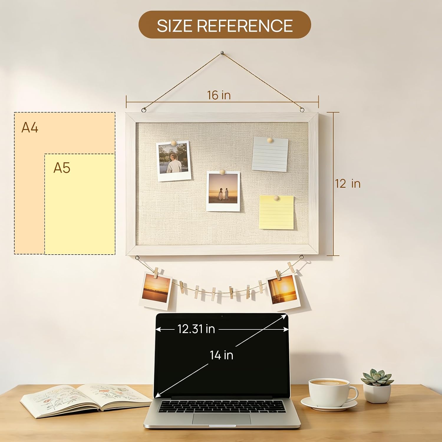 DOLLAR BOSS Bulletin Boards with Linen 1-Pack 16''X 12'' Double-Sided Cork Board for Walls... image