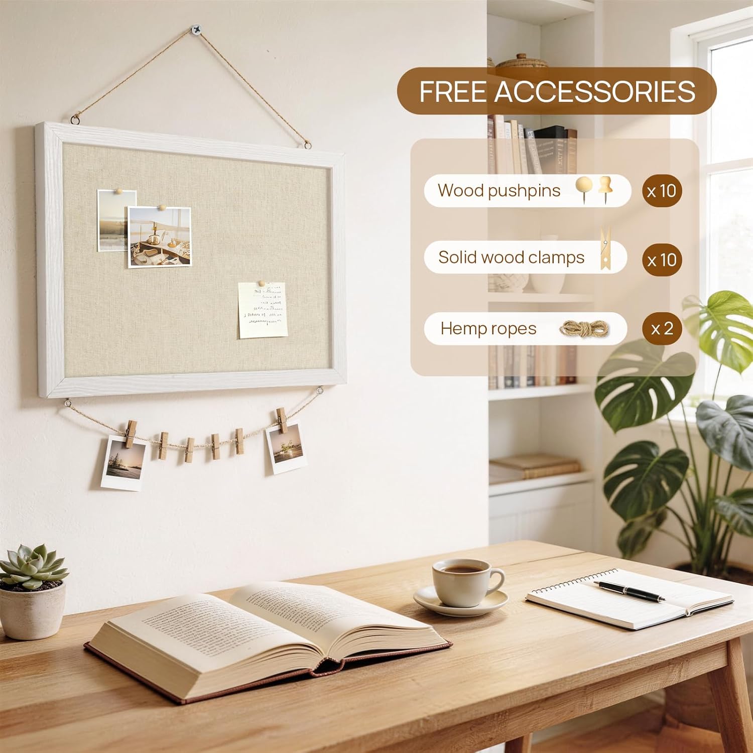 DOLLAR BOSS Bulletin Boards with Linen 1-Pack 16''X 12'' Double-Sided Cork Board for Walls... image