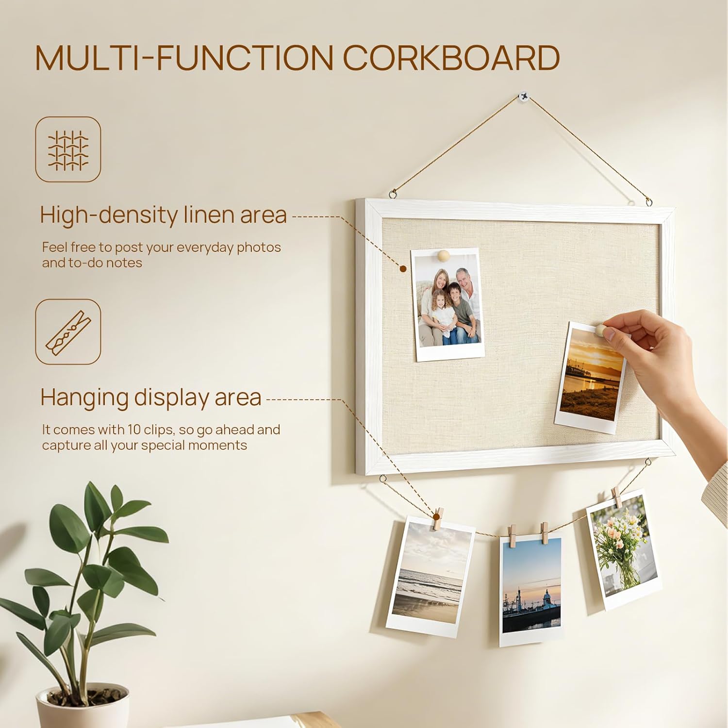 DOLLAR BOSS Bulletin Boards with Linen 1-Pack 16''X 12'' Double-Sided Cork Board for Walls... image